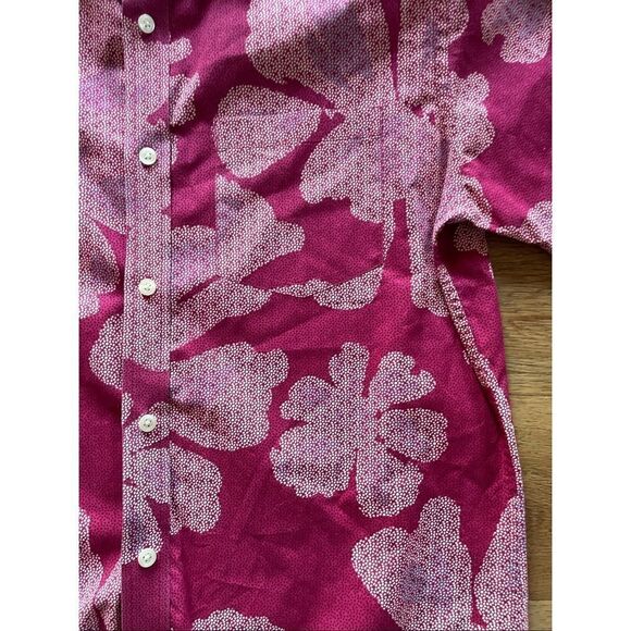 Banana Republic Hawaiian Shirt Mens Medium Red Tropical Floral Stretch Slim Fit - Picture 7 of 7